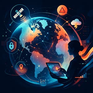 Symbolic representation of AI-empowered global risk management.