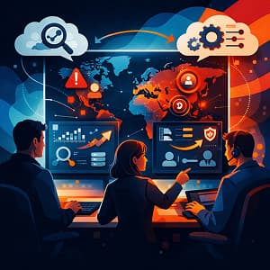 Illustration of AI empowered enterprise security team.