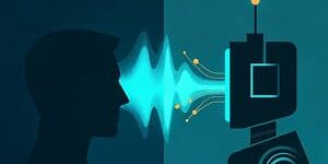 Illustration of a person speaking to an AI Agent.