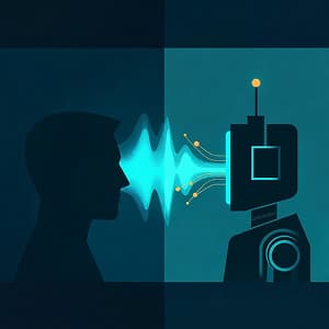 Illustration of a person speaking to an AI Agent.