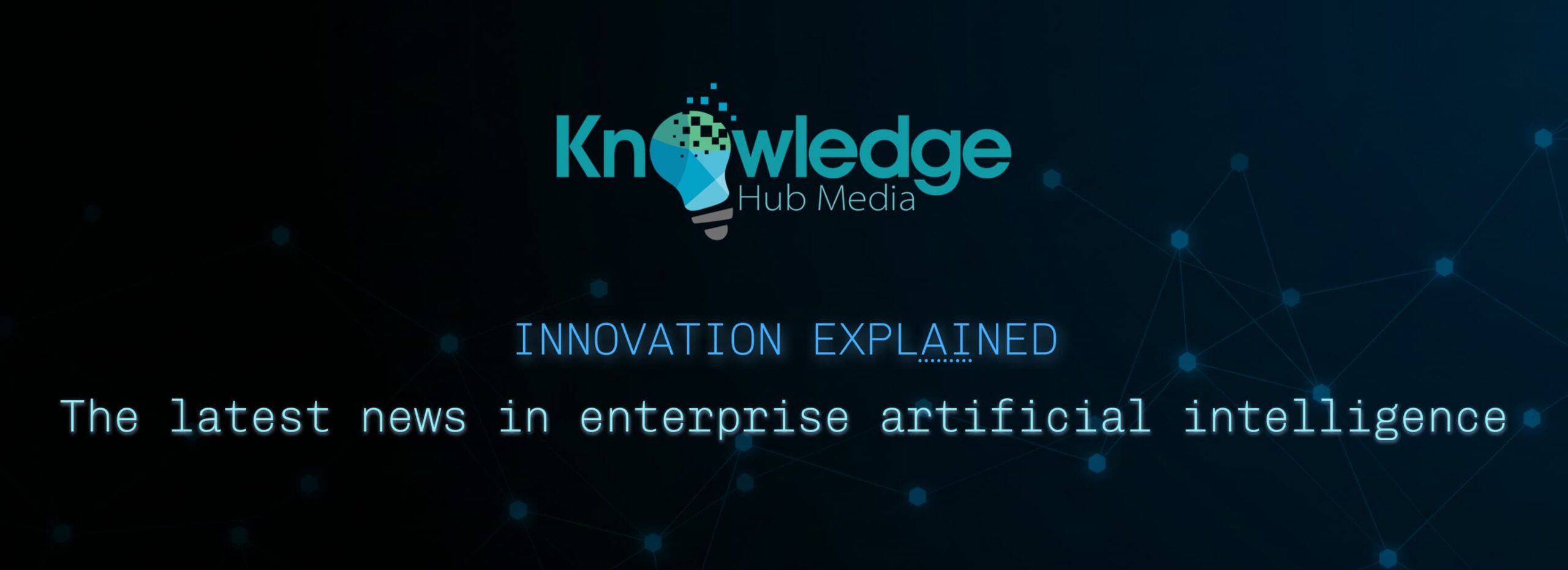 The words Innovation Explained with the a and i underlined on gradient background with a data node pattern.