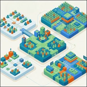 Symbolic representation of an organized network of AI agents.