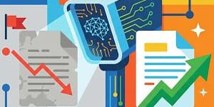 Illustration of AI helping to audit and refresh old content.