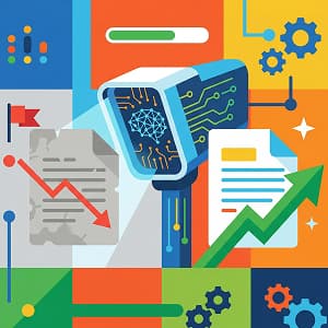 Illustration of AI helping to audit and refresh old content.