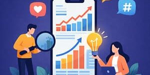 Illustration of marketers using AI for social listening.