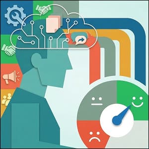 Illustration of using AI for customer sentiment analysis.