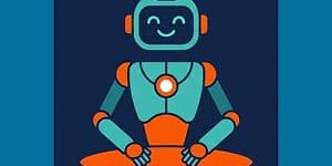 Color block style depiction of an autonomous AI customer experience agent.