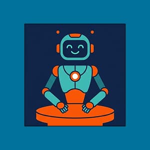 Color block style depiction of an autonomous AI customer experience agent.