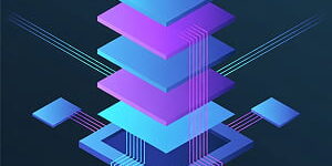 Illustration of a 3DIC semiconductor architecture featuring vertically stacked chip layers with glowing interconnects and surrounding horizontal chiplets, representing advanced 3D integrated circuit design for AI and high-performance computing.