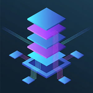 Illustration of a 3DIC semiconductor architecture featuring vertically stacked chip layers with glowing interconnects and surrounding horizontal chiplets, representing advanced 3D integrated circuit design for AI and high-performance computing.