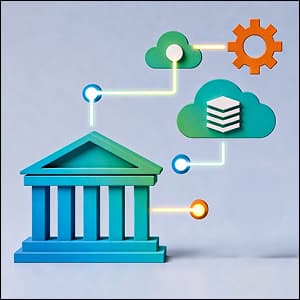 Illustration of AI improving government efficiency.