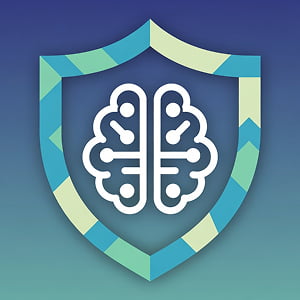 Illustration of an AI enabled cybersecurity shield.