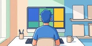 Illustration of a marketer writing product descriptions.