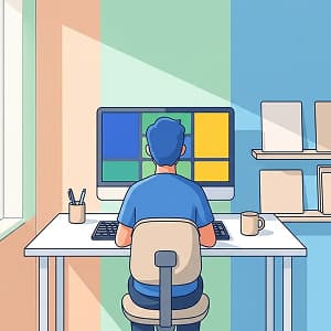 Illustration of a marketer writing product descriptions.