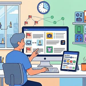 Illustration of a marketer falling for common pitfalls on the left, vs. avoiding them on the right.