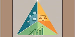 Illustration of a marketing attribution measurement triangle.