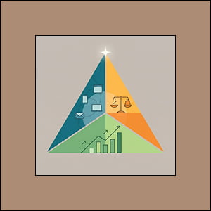 Illustration of a marketing attribution measurement triangle.